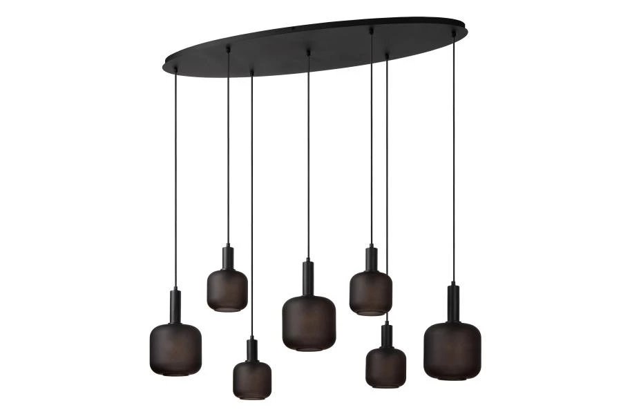 Lucide ELOISE - Hanglamp - 7xE27 - Zwart - uit